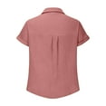 thumbnail image 6 of FAIWAD Shirts for Women Short Sleeve Lapel Collar Button Down Shirts Dressy Casual Loose Textured Work Blouses, 6 of 8