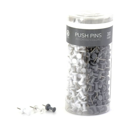 u brands push pins black white and gray plastic head steel point
