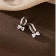 thumbnail image 5 of Sterling Silver Love Bow Hoop Earrings for Women Teens CZ Bow Hoop Earrings Huggie, 5 of 11