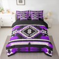 thumbnail image 2 of Homewish Aztec Pattern 7-Piece Bedding Comforter Set,Bohemain Gemetric Rhombus King Bedding Sets,Purple Black White Bed Sheets For Men Women,Super Cozy Room Decor Reversible, 2 of 8