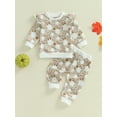 thumbnail image 4 of Elippeo Baby Girls Outfit 6 12 18 24 Months 3 Years Ghost Flower Print Long Sleeve Crew Neck Sweatshirt Sweatpants Halloween Clothes, 4 of 10