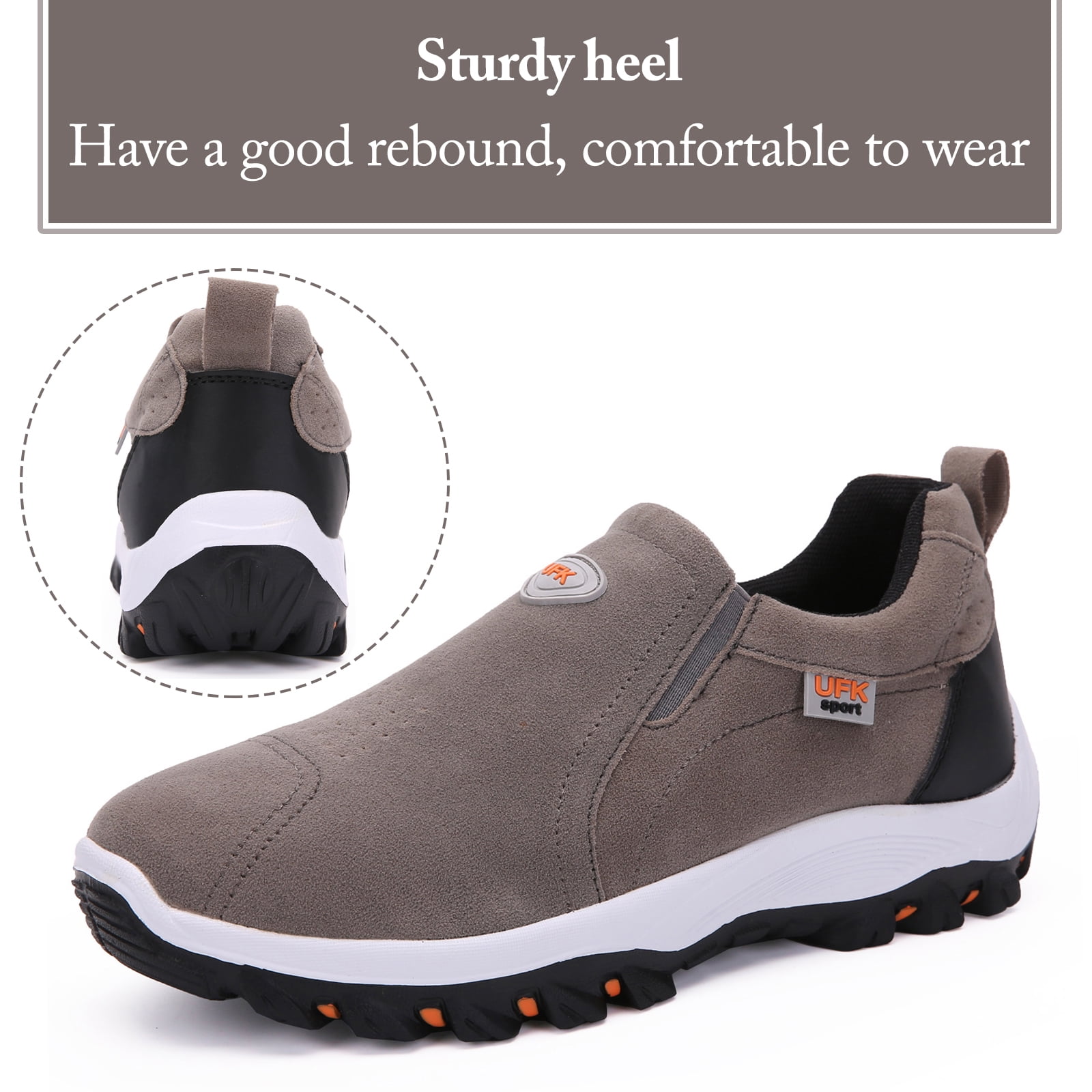 Mens Hiking Shoes Laceless Suede Breathable Slip Resistant Boots Lightweight Sneakers for Outdoor Activity Hiking Walking