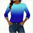 thumbnail image 5 of Inverlee 3/4 Sleeve Gradient Color Tshirts for Women Trendy Casual Plus Size Crewneck Blouse Summer Breathable Softy Tunic Tops, 5 of 7