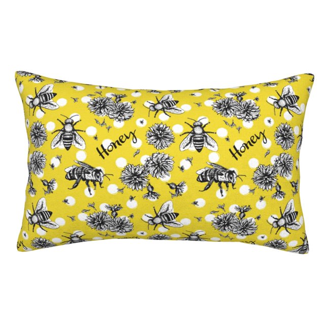 Fotbe Honeybee Funda de Almohada Decorativa Estilo Occidental, Lujo en Algodón, Fundas para Almohadas King, Cojín Estampado para Decoración del Hogar-16"x24"