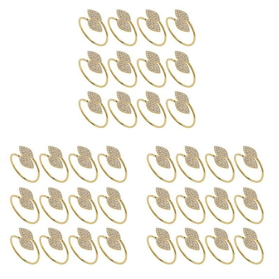 Napkin Ring, 36 Pcs Metal Napkin Rings Holder for Wedding Dinner Table Decoration (Leaf-Gold)