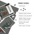 thumbnail image 3 of Lantern Press 1000 Piece Jigsaw Puzzle, Jackson, Hole, Wyoming, Ski Moose, Distressed, 3 of 5