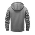 thumbnail image 4 of Vividxx Men's Jacket Solid Color Hooded Jacket With Pockets Drawstring Warm Zip Up Outerwear Coat For Casual Winter Long Sleeve, 4 of 6