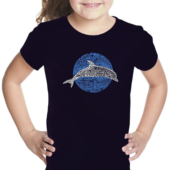 LA Pop Art Girl's Word Art T-shirt - Species of Dolphin