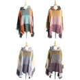 thumbnail image 2 of Poncho Femme à Carreaux avec Capuche Mode Classique Grand Châle Cape Chandail à Capuchon Châle avec Chapeau, 2 of 6