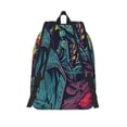 thumbnail image 2 of Picia Neon Zombie Skull Printed Canvas Daypack - Stylish and Durable Vintage Compact Backpack - Class, Work, Travel, or Laptop Bookbag,Organized Compartments-Medium, 2 of 6