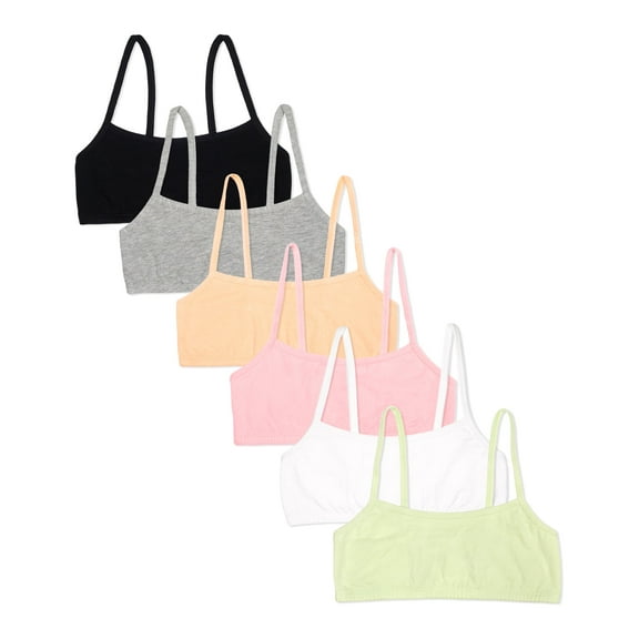 Fruit of the Loom Girls 6-Pack Cotton Spaghetti Strap Sport Bra