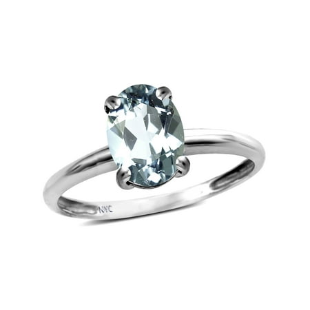 - Star K Classic Solitaire Oval 8x6 Genuine Aquamarine Engagement Promise Ring