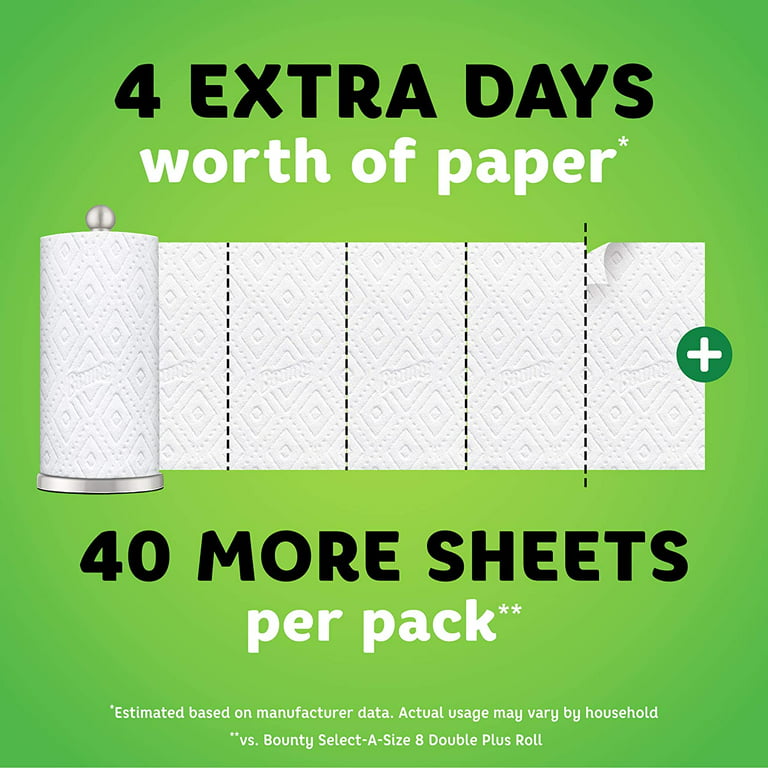 Bounty Select-A-Size Paper Towels, White, 8 Double Plus Rolls = 20 Regular  Rolls