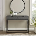 thumbnail image 3 of Table d'Entrée en Faux Shagreen Glam Moderne à 2 Tiroirs en Gris, 3 of 7
