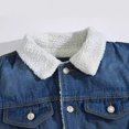 thumbnail image 3 of Chaqueta vaquera de lana de cordero para hombre, chaqueta azul de manga larga con corte entallado y parte superior de forro polar, 3 of 5