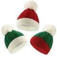 thumbnail image 4 of NOKIO Red And Green Christmas Beanie Women'S Holiday Pom Pom Hat Nordic Snowflake Beanie Men And Women Outdoor Solid Color Christmas Knitted Cotton Hat Running Sports Warm Knitted Hat, 4 of 6