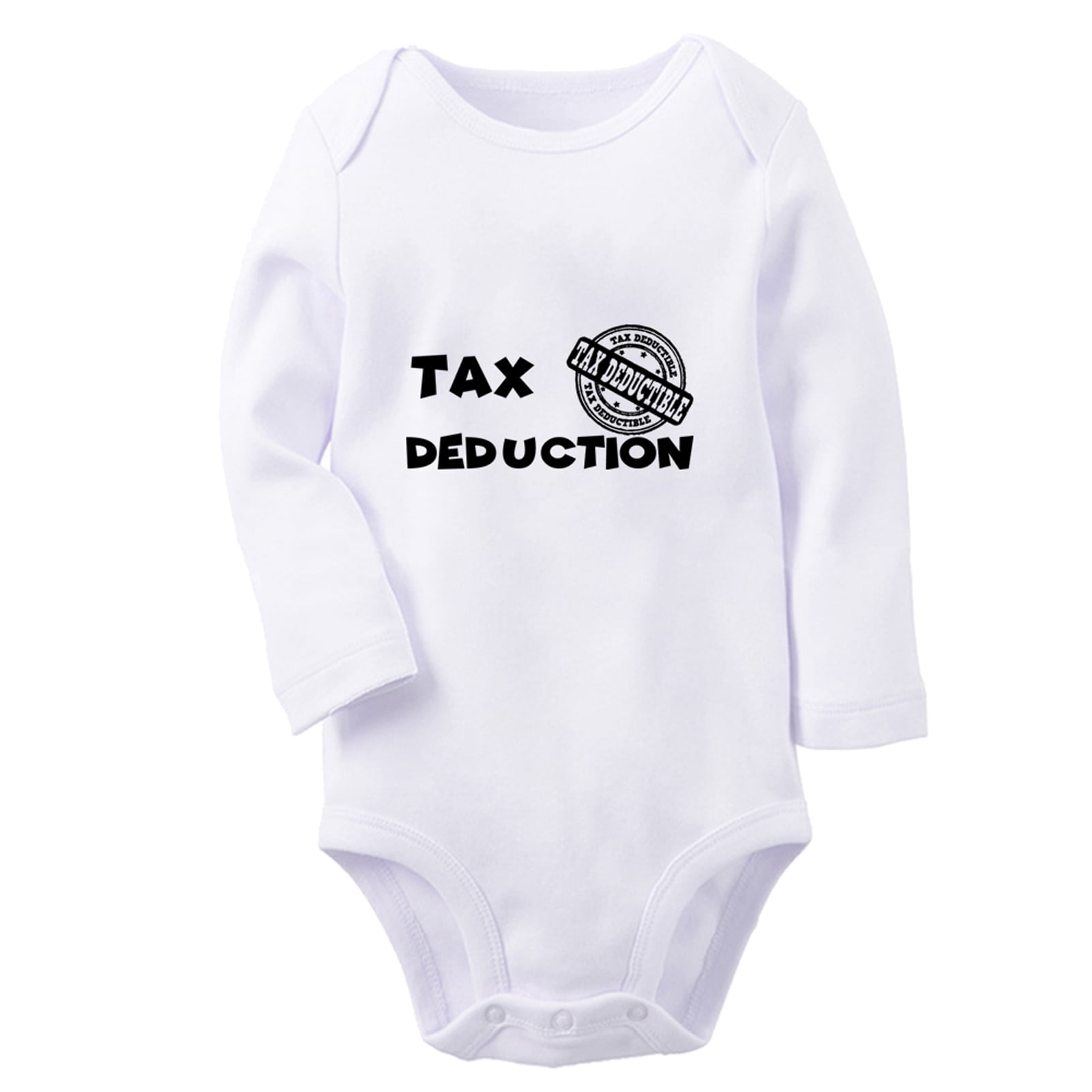 iDzn® Tax Deduction Funny Rompers, Newborn Baby Unisex Bodysuits, Infant Jumpsuits, Toddler Kids Long Sleeve Oufits (White, 0-6 Months)