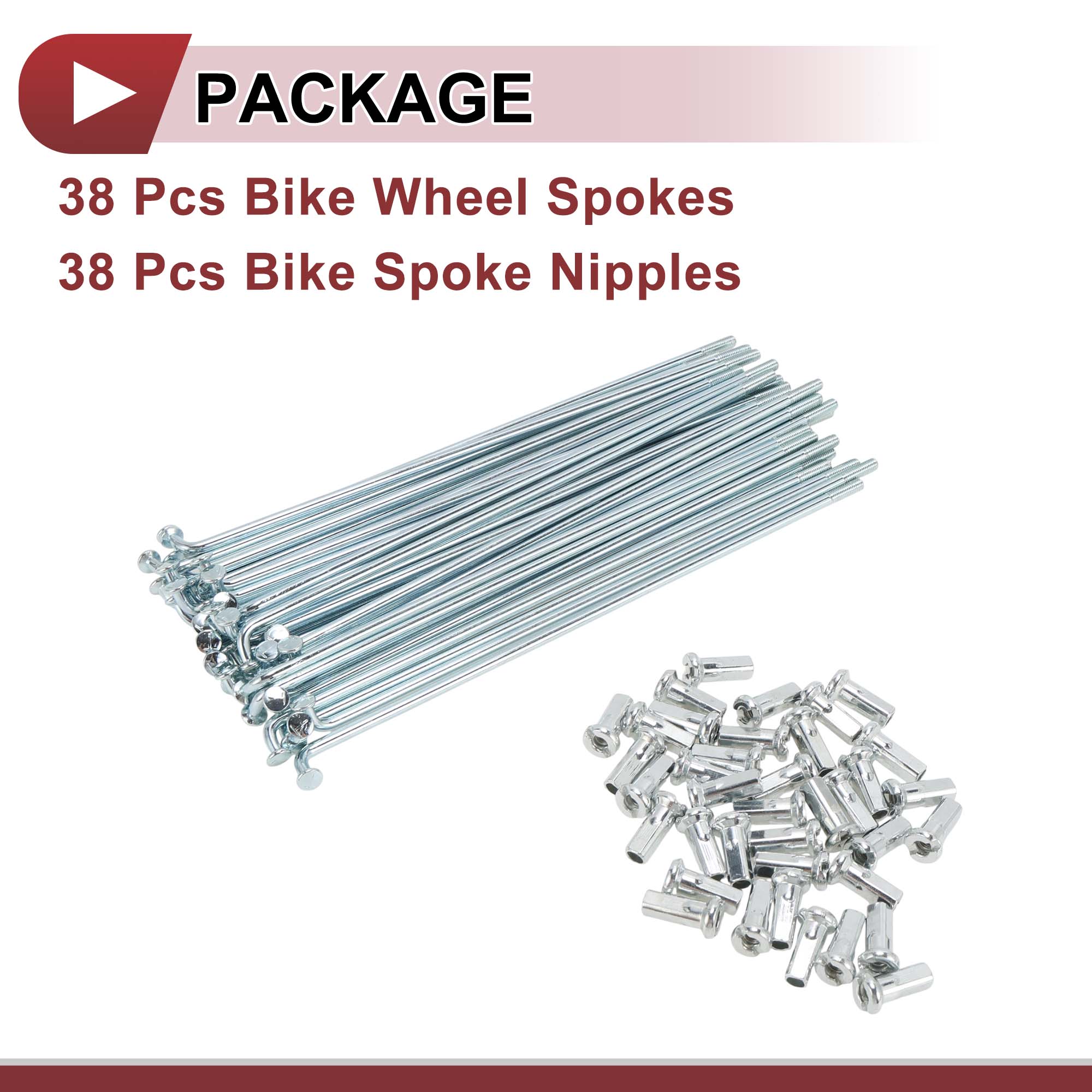 Unique Bargains 38Pcs Durable 12G Bike Wheel Spokes Galvanized Carbon Steel Silver 5.16"