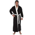 thumbnail image 2 of WZXFASHION Men's Winter Plush Lengthened Shawl Bathrobe Home Clothes Long Sleeved Robe Coat Intimates Black S, 2 of 6