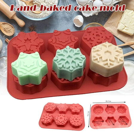 

Snowflake Silicone Mold 6 Packs Baking Mold for Making Hot Chocolate Bomb Cake Jelly Dome Mousse red 3