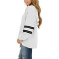 thumbnail image 4 of Pompotops Women's Hooded Drawstring Solid Stitching Long Sleeve Loose Sweatshirt Top, 4 of 7