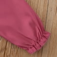 thumbnail image 5 of SERTG Girls' Fall Winter Solid Dress Lapel‌ and Bow Elastic Waist Round Neck Long Sleeve Comfortable Fitted Skirt Outfit for Kids 2-7 Years(Hot Pink,5-6 Years), 5 of 9