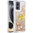 thumbnail image 3 of Case for Motorola Moto Edge 5G 2024 Case Glitter Liquid with Ring Kickstand, Cute Clear Flowing Quicksand Soft TPU Protective Grils Women Bling Case for Moto Edge 5G 2024 Gold YBR, 3 of 14