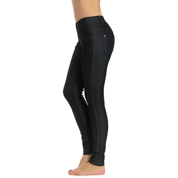 Prolific Health Womens Jean Look Jeggings Tights Yoga Many colors Spandex  Leggings Pants S-XXL (Medium, Black Type2) 