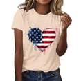 thumbnail image 2 of lcziwo Womens Memorial Shirts Summer Round Neck Short Sleeve Shirts Independence Day Graphic Patriotic Family T Shirt Beige L, 2 of 5