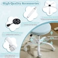 thumbnail image 5 of UBesGoo Comfy Office Chair with Wheels, Cute Rolling Vanity Makeup Chair, Adjustable Linen Fabric Task Chair for Makeup Room, Light Blue, 5 of 9