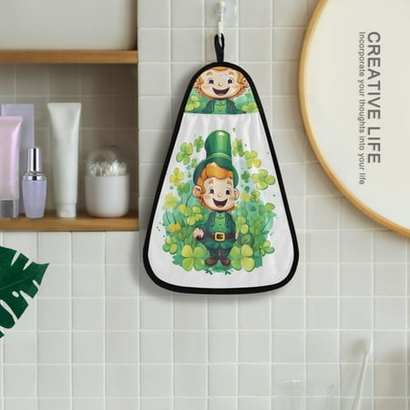 

St-patrick s Day and Man Hanging Towel Kitchen Hand Towel Bathroom Absorbent Towel Machine Washable Quick Dry Dishcloths
