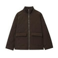 thumbnail image 2 of Womens Coats Polka Pocket Long-sleeved Fleece Padded Jacket Thickened Casual Long Sleeve Parkas,Coats for Women Brown M, 2 of 5