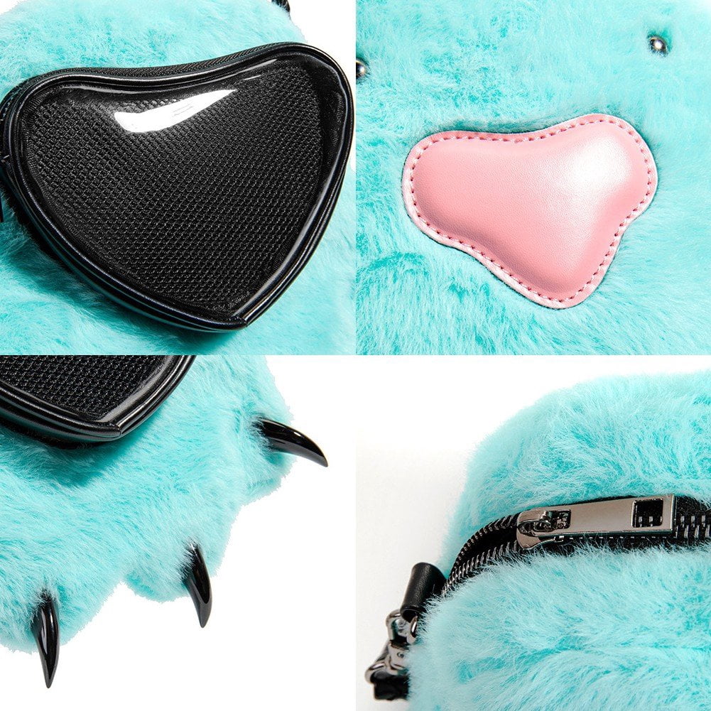 Hzzsbu Cute Paw Shape Plush Ita Bag Crossbody Sling Bag with Display Insert for Women