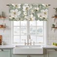thumbnail image 2 of Sage Green Spring Floral Tier Curtains, Summer Botanical Flower Light Filtering Kitchen Curtains, 2Pcs Rod Pocket Half Window Treatments Panels for Sink Cafe Cabinet Camper 27.5x24 Inches, 2 of 9
