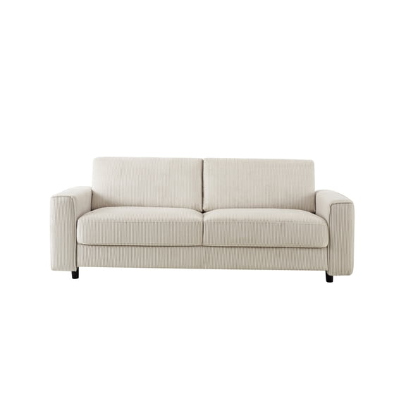 JERFIT Modern Minimalist 3-Seater Sofa with Wooden Legs, Soft Corduroy Upholstery, Beige Couch for Living Room, Apartment
