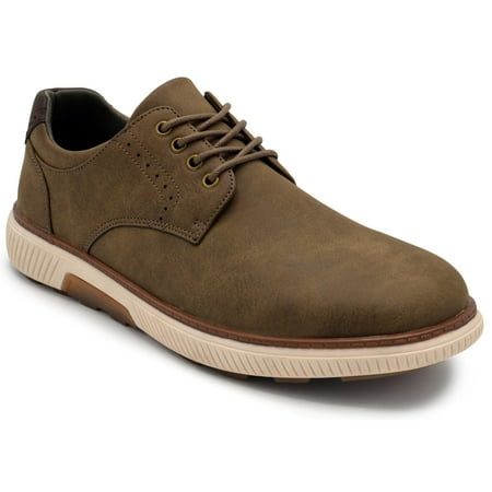 Aston Marc Men s Oxford Dress Shoes  Genuine Leather Lace-Up Formal Shoes for Office  Weddings & Business Wear - Brown  Size 10