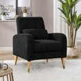 thumbnail image 4 of LoLado Mid-Century Modern Accent Chair, Upholstered Armchair, Comfy Single Sofa with Metal Legs, Polyester Fabric Chair for Living Room Bedroom, Black, 4 of 12