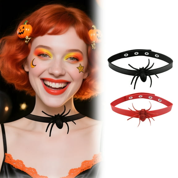DESIGNICE 2Pcs Goth Accessories,Sparkling animal Rose Choker Necklaces for Woman,Plastic Leather Halloween Jewelry,For Women Halloween Daily Use,Mix3