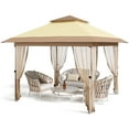 thumbnail image 2 of 2025 New 12'x12' Pop Up Gazebo, Outdoor Canopy Tent with Curtains and Netting, Pop Up Canopy with 144 Square Shelter for Patio, Backyard, Party, 2-Tiered Vented Top, 2 of 8