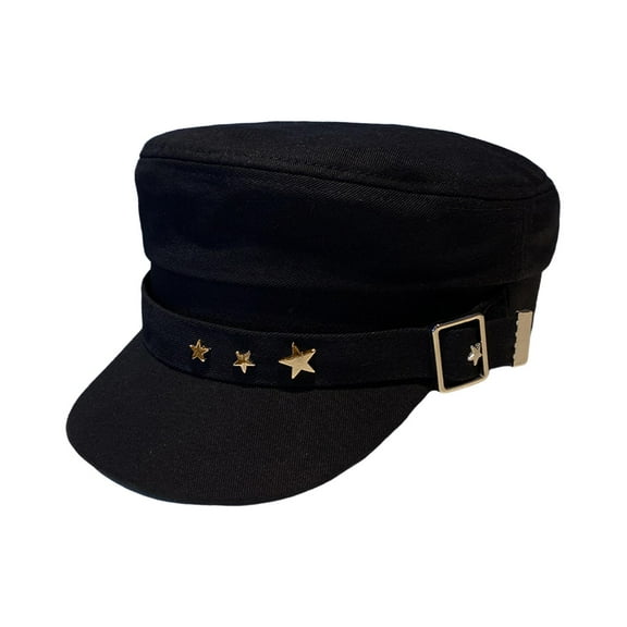 Women Flat Top Baseball Hat Newsboy Cap Backpacking Casual Visor Hats Black