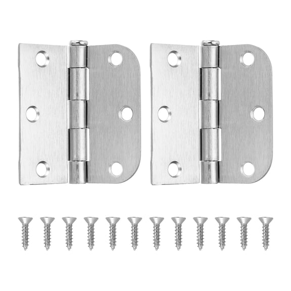 3 x 3 Inches Door Hinges, Smooth Ball Bearing Hinges with Square and 5/8" Radius Corner Removable Pin for Bedroom Interior Door (Silver, 2 Pcs)