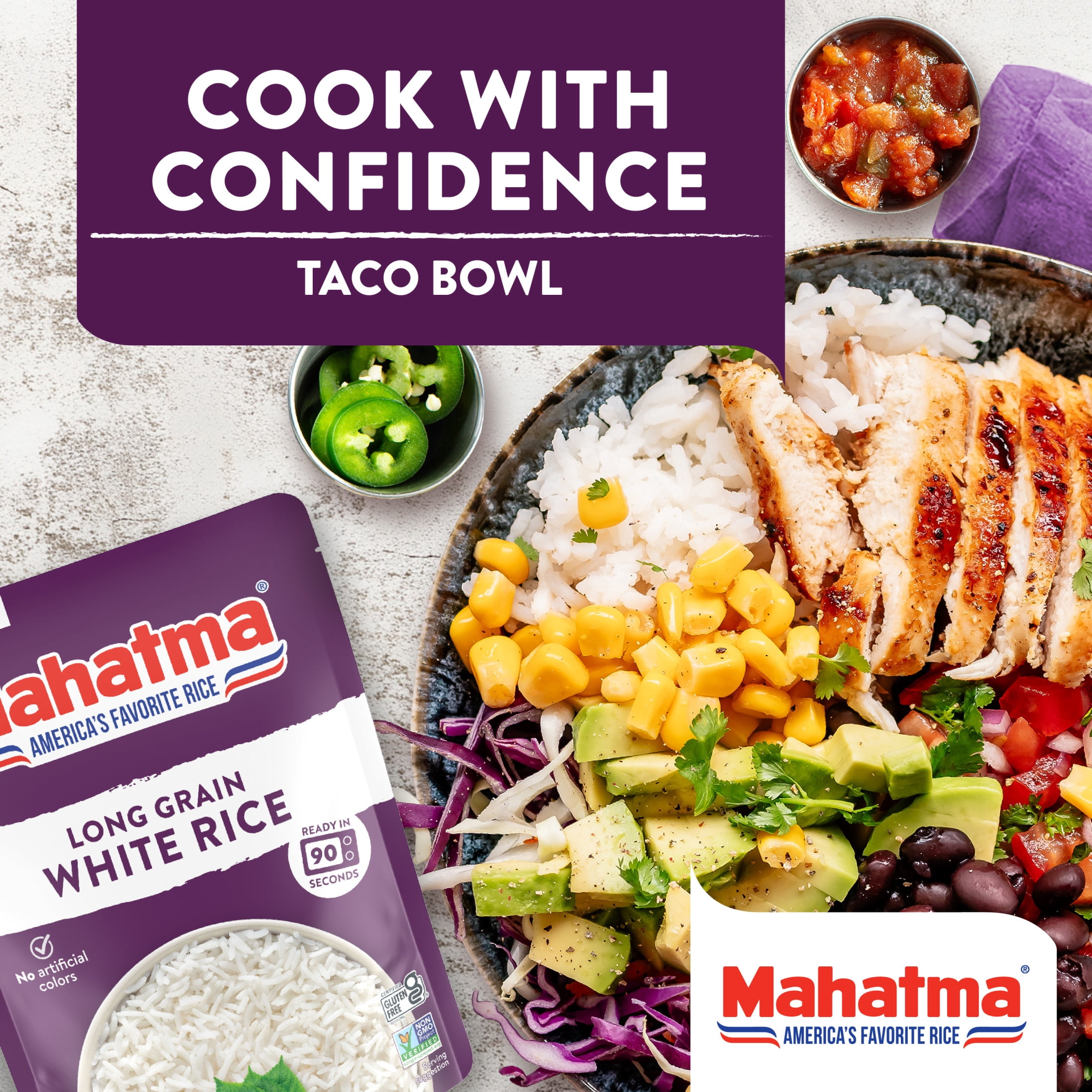 Mahatma Ready to Serve Long Grain White Rice, Moist & Fluffy Precooked Rice, 8.8 oz Pouch