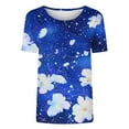 thumbnail image 6 of Charella Summer Tops for Women Flower Graphic Tee Crew Neck Short Sleeve Shirts Loose Fit Tee Casual Comfy Clothes (XL, Blue 1), 6 of 6