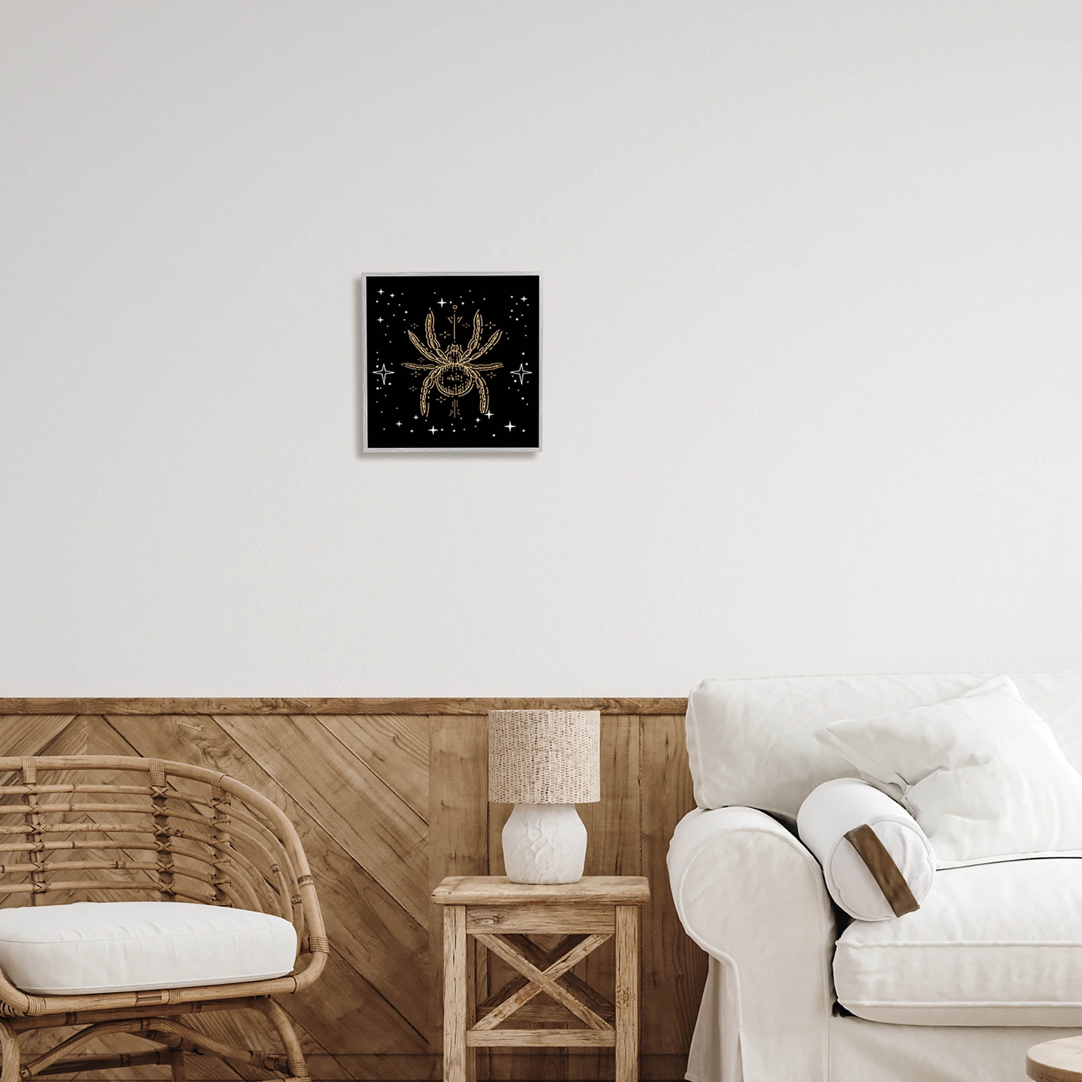 Stupell Industries Starry Halloween Spider Insect Graphic Art Gray Framed Art Print Wall Art, Design by Lil' Rue