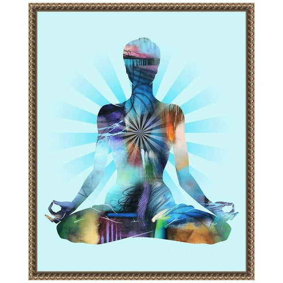 Amanti Art Lotus Pose Moon Framed Canvas Wall Art Print