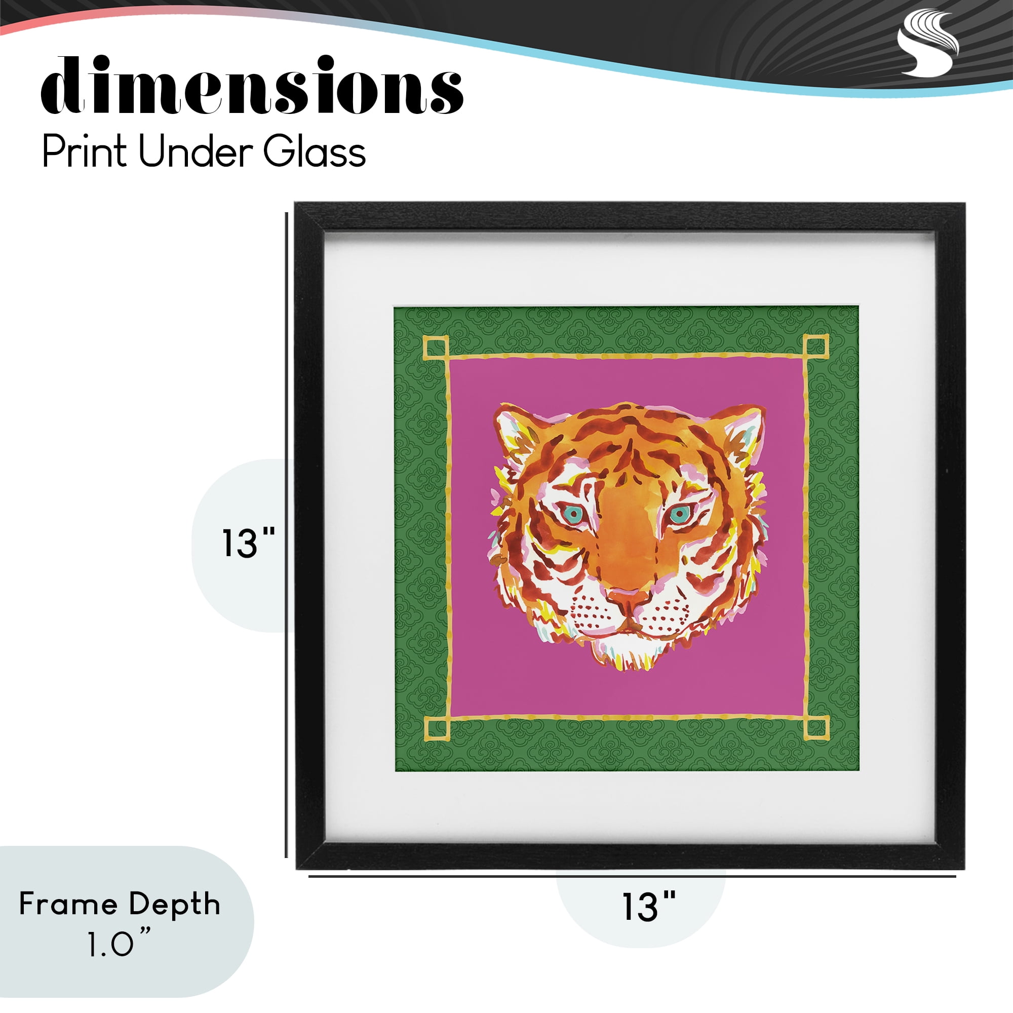Stupell Industries Bordered Exotic Tiger Portrait Black Framed Print Under Glass, design by Karolina Sato