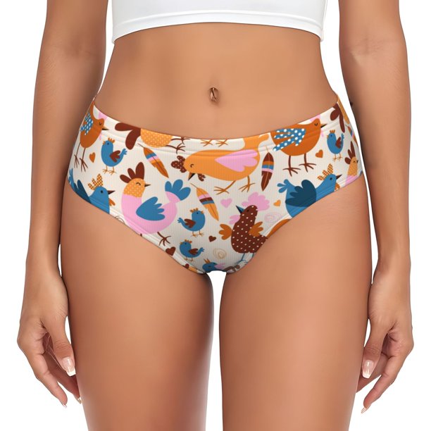 Fotbe Cute Chickens Calzones Estampados para Mujer – Ropa Interior de Algodón, Cómoda, Suave y Elástica-3X-Large