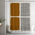 thumbnail image 5 of Brown Long Shower Curtain Set, Waterproof Shower Curtains for Bathroom, Modern Painting Farmhouse Striped Abstract Art Washable Fabric Bath Curtain for Bathtub Decoration with Hooks 72x84 Inches, 5 of 9