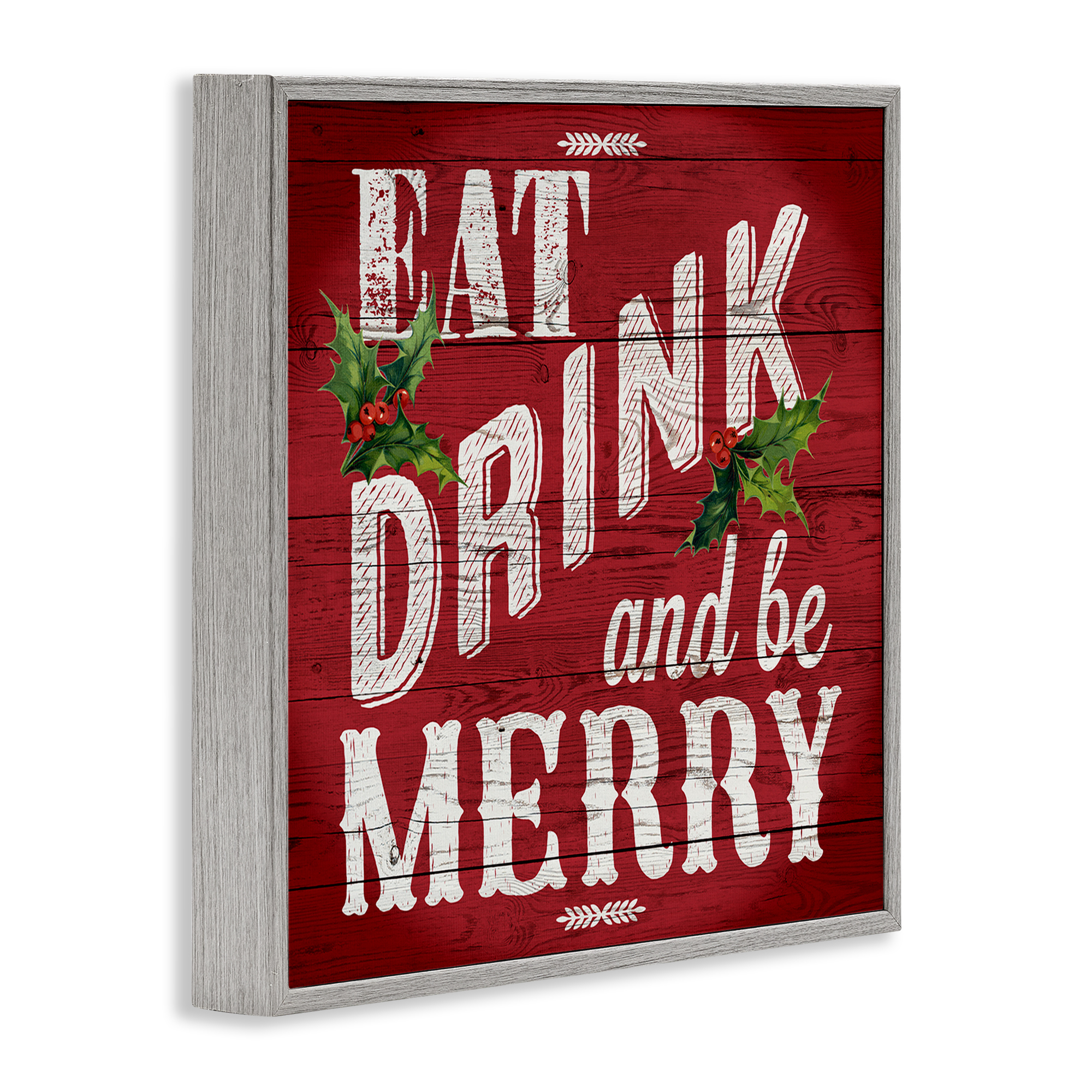 Stupell Industries Vintage Be Merry Holiday Painting Gray Framed Art Prints Wall Art, 24 x 24