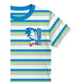 thumbnail image 2 of Sonic Classic, Boys Graphic Crew Neck Short Sleeve Embroidered Striped Tee, Sizes 4-18, 2 of 4